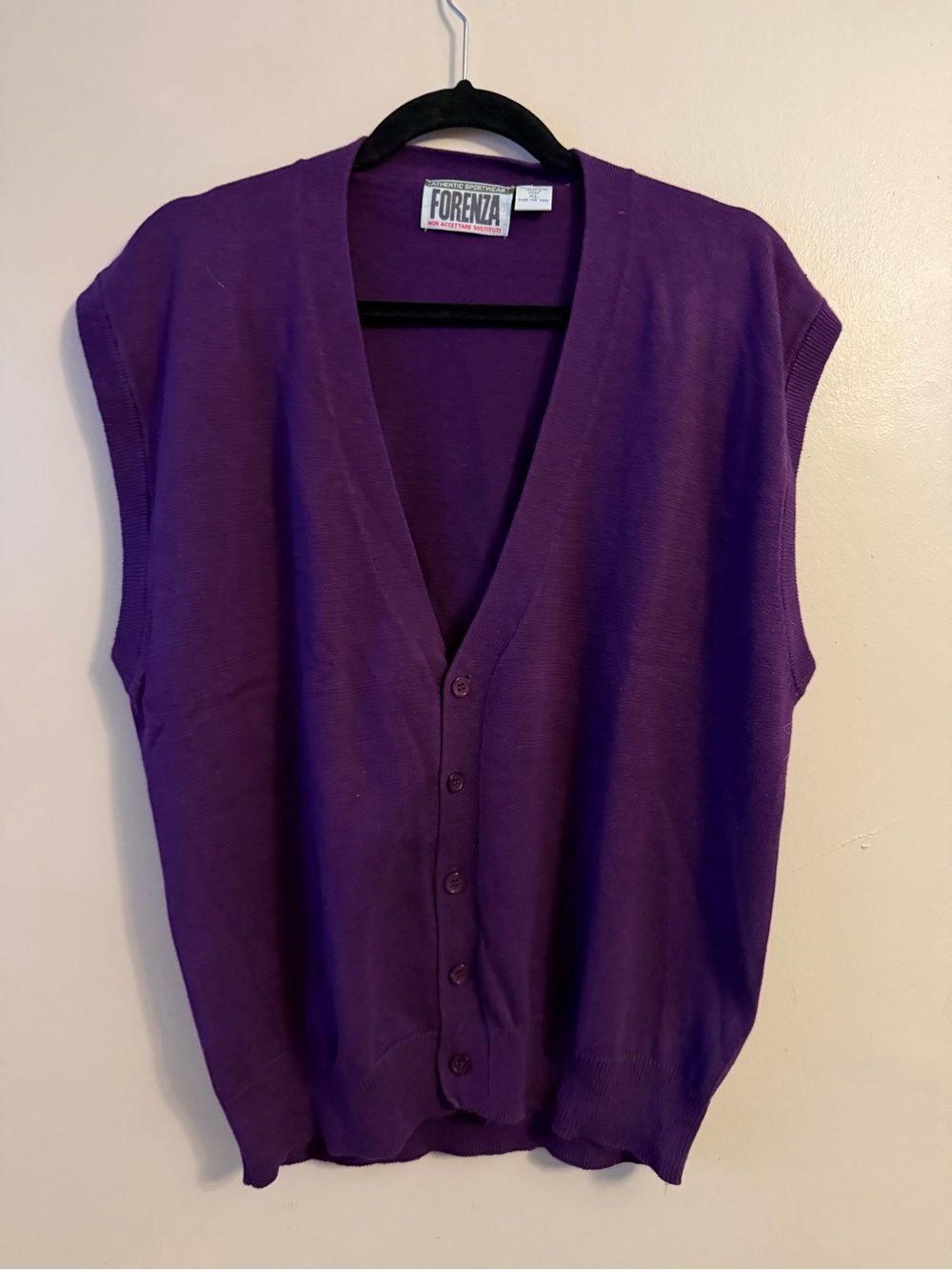 Forenza Purple Cotton Knit Vest with Label Detail